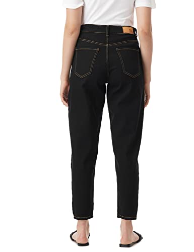 Image of INKD Women's Stretchable Barrell Fit Jeans (Super Black, 36), High Rise