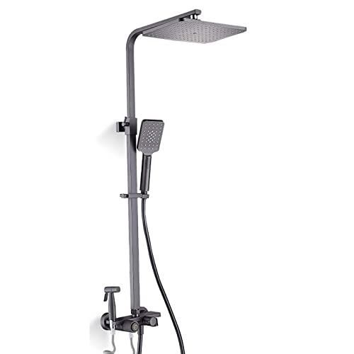 Système de douche thermostatique en laiton de haute qualité gris LWX