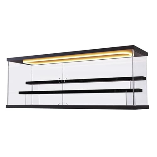 Vibeo Cajas de Metacrilato 1 Vitrina de Acrílico de Dos Niveles con Doble Puerta, Vitrina Iluminada de 60 Cm de Ancho, Vitrina Transparente Grande para Figuras y Miniaturas(2 Tier)
