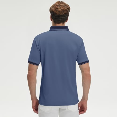 Camisetas Polo para Hombre de Golf, Manga Corta con Cuello y Puños en Contraste, Tela Secado Rápido y Estiramiento, Estilo Casual miniatura 3