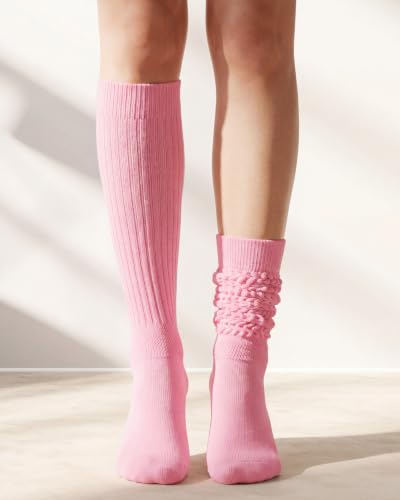 Image of Century Star Knee High Slouch Socks for Women - 80s 90s Scrunch Socks Soft Leg Warmers Stacked Boot Socks Holiday Daily