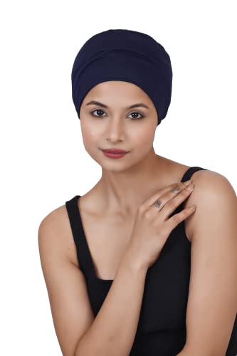 Image of The Headscarves Women Silky Soft Bamboo Viscose Sleep Cap for Hair Loss Chemo Headwear Skull Cap Free Size (Multicolor) (HS3 Multicolor)