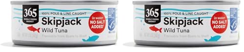 365 by Whole Foods Market, Unsalted Skipjack Tuna in Water, 5 Ounce (Pack of 2)
