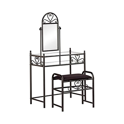 Coaster Home Furnishings Metal 2-Piece Vanity Set Black and Clear 2432