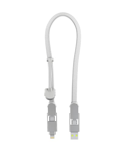Image of Rolling Square, inCharge XL 30 cm, Keychain with USB-C Cable, Universal Smartphone Cable, Gift for Men, 6-in-1 Universal Charger for Smartphones, Lightning Cable 100W (Glacier White)