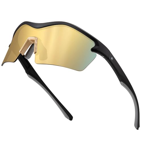 Image of BIRCEN Mens Polarized Sunglasses for Sports: TR90 Lightweight Sun Glasses Wrap Around Shades for Fishing Driving Cycling