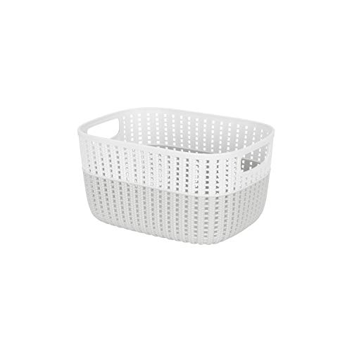 Simplify 4 Pack 2 Tone Sailor Knot Plastic Storage Tote | Decorative Basket | Closet Organization | De-clutter | Accessories | Toys | Bathroom Organization | Medium | Heather Grey by Simplify - Image 2