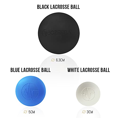 Lacrosse Massageball-Set, Triggerpunkt-Massagebälle, 6 cm, 5 cm und 3 cm, kostenlose Videoanleitung, Booklet und Tasche