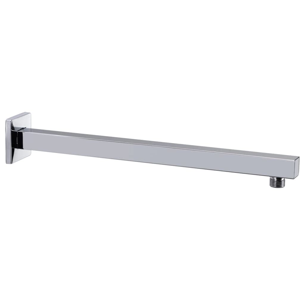 Brazo de ducha cuadrado de acero inoxidable 201, plata, 40 cm de longitud, brazo de pared con rosca G 1/2", superficie cromada, para soporte de alcachofa de ducha y montaje de ducha de lluvia
