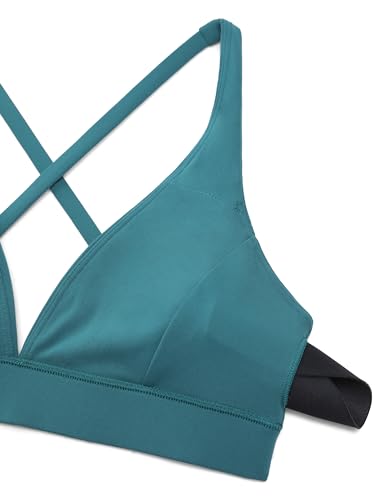 Image of CRZ YOGA Butterluxe Deep V Neck Sports Bras | Light Support, Removable Pads, Yoga, Extremely Soft, Cross Back, Spaghetti Straps, for Women