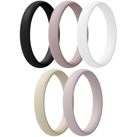Egnaro Engagement Rings Women, Thin and Stackable Rings Silicone Women Wedding Bands，Rubber Promise Rings for Gift, Anniversary Ring for Work Out- 2.5mm Width - 1.8mm Thick Cover
