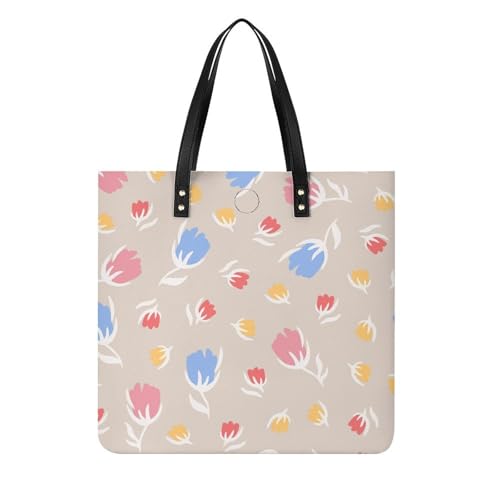 Tote Bag Fleurs Bleues et Roses | Sac à Main en Toile Premium pour Femme