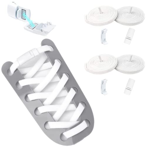 DALLAR Cordones Elasticos con Cierre Magnetico - Cordones Zapatillas Deporte - Cordones Elasticos Niños - Imanes para Cordones de Zapatillas (Pack 2 Blanco) Cover
