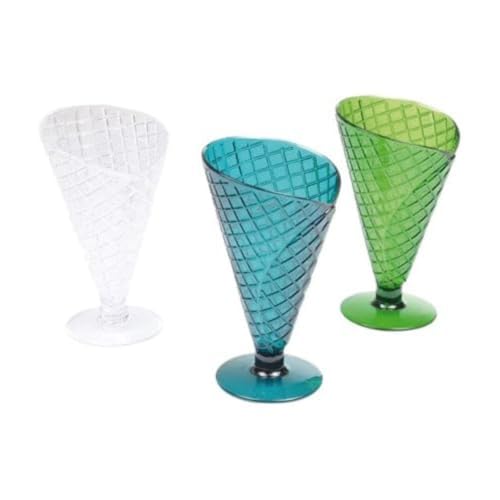 Homéa, Set de 3 Coupes Acrylique Forme Cornet 220Ml - 3 Couleurs Ass - PS - H16,5 cm, Assortis