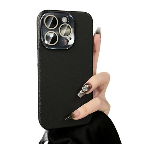 Coque en cuir iPhone 15 Pro Max ENILSA de luxe mat et antichoc noir