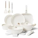 PFAS-Free Ceramic Coating for Healthier Cooking: Crafted with a premium ceramic nonstick coating that is completely PFAS-free, this cookware set allows you to cook with confidence. Enjoy safer, cleaner meals without harmful chemicals, making it a bet...