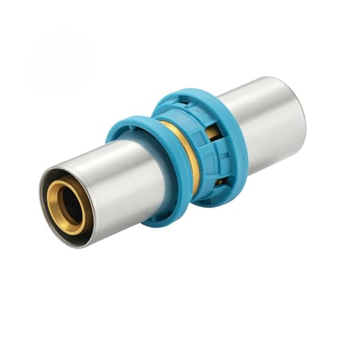 Erfu Manicotto diritto a crimpare multistrato - Certificato DVGW, Multi-Profili U/H/TH - Raccordo in ottone affidabile e durevole (26-x-20-mm)