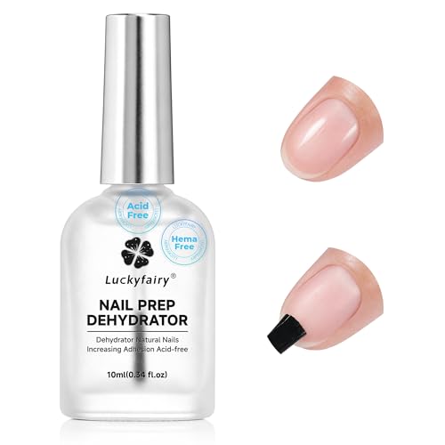 Luckyfairy Nail Dehydrator, Acid-Free & HEMA-Free Professional Nail Prep Kit for Press Ons/Gel Polish/Acrylic Nails/Natural Nails, Fast Air Dry in 1 Second, Foundation for Long Lasting Manicure