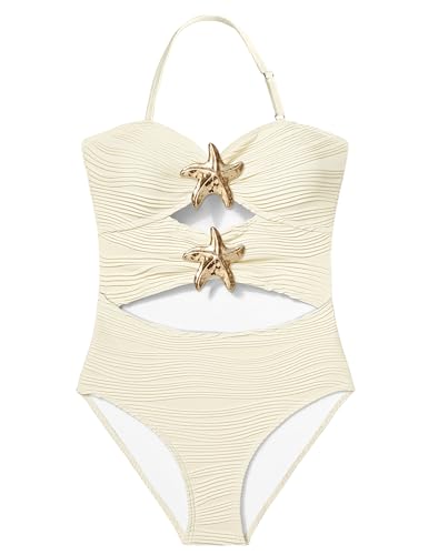Image of Girl Swimsuit One Piece Cutout Ruched Bathing Suit for Girls Color Block Adjustable Straps Pad Swimwear 9-18y