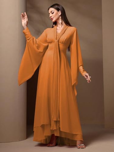 Image of TOLEEN Summer Floral Dresses for Women Long Sleeve Casual Style Beach Swing Dresses
