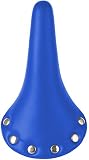 P4B Fahrradsattel Blau Rennrad Singlespeed Retro Sattel mit Nieten Kunstleder