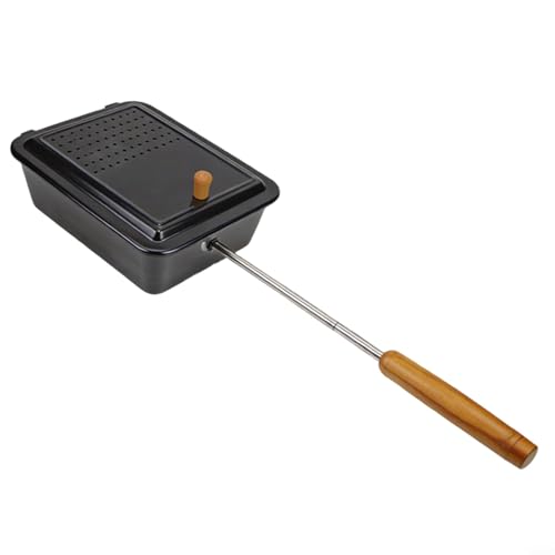 EffiFish Popper de hierro para acampar con mango de madera desmontable de 16.5 pulgadas para estufa de fogata, fabricante portátil de palomitas de maíz para senderismo, picnic, RV viajes
