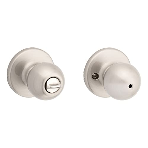 Kwikset Polo Interior Privacy Door Knob with Lock, Door Handle For Bathroom and Bedroom, Satin Nickel Keyless Turn Lock Doorknob, with Microban Protection - image 3