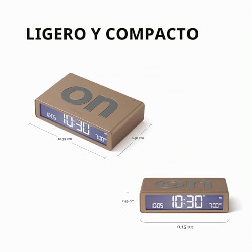 Reloj de noche recargable Lexon Flip para apagar la alarma sin buscar botones 3