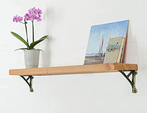 Nach Industrial Cast Iron Corner Shelf Bracket With Extra Support, Decorative Brackets For Shelves, Wall Mount Shelving Brackets, Small, Antique Brass, Js-90-420Br #TOP2