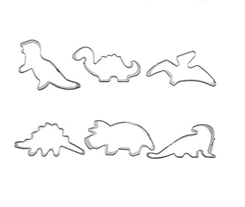 Xrten Lot de 5 Emporte-Pièce pour Biscuits, Cutters a Forme de Dinosaure en Acier Inoxydable, Ideal Emporte-PièCe Dinosaure Pour Enfants