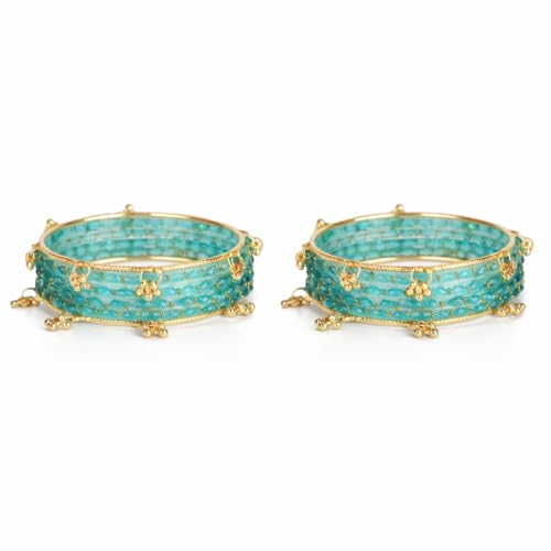 Image of Shining Diva Fashion 16 Pcs Trendy Stylish Glass & Kashmiri Ghungroo Bangles Set for Women & Girls | Traditional Festive Wedding Party Jewellery