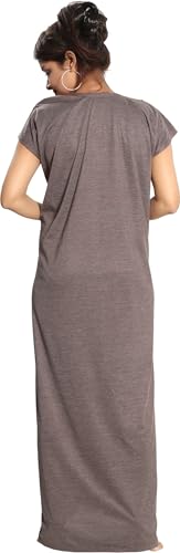 Image of Fabme Women's Polycotton Nursing Nightgown - Concealed Zip, Long, Textured Nighty for Maternity, Feeding