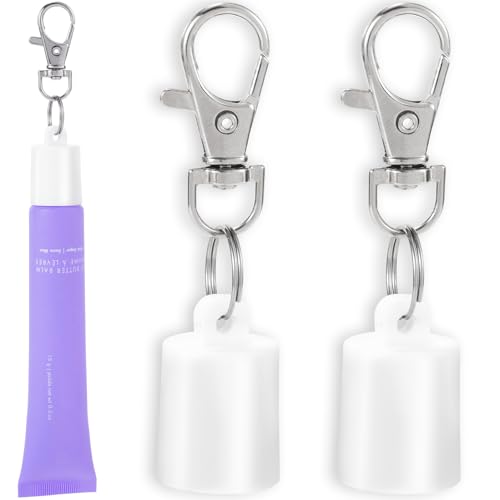 Hzopcw 2pcs Lip Balm Keychain Caps Holders, Snap Lip Gloss Caps Lobster Claw Clasps Kit for Summer Fridays, Keychains Accessories Replacements for Keys Bags Backpacks Connection- White