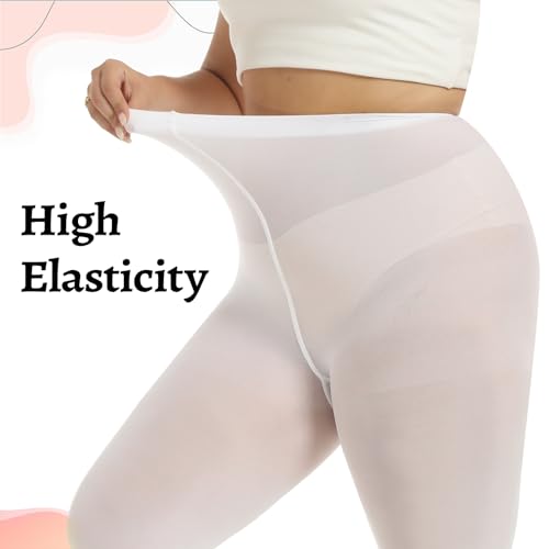 Image of MANZI Women's 2 Pairs Control Top Pantyhose High Waist Plus Size Tights Ultra-Soft