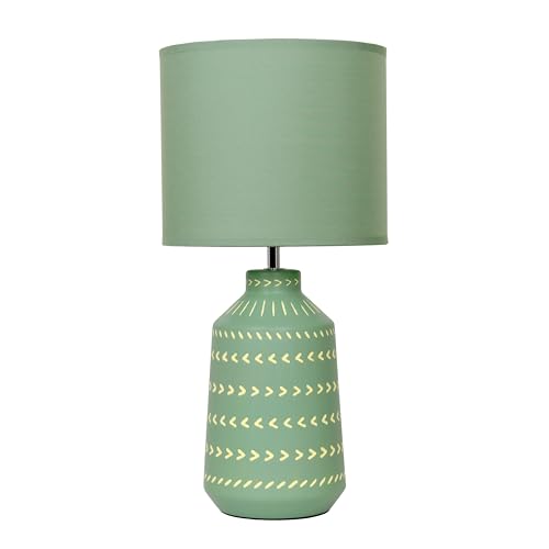 Simple Designs LT1166-GRN 16.93" Glow & Flow Boho Patterned Ceramic