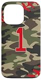 Custodia per iPhone 13 Pro Baseball Softball Number 1 Jersey Uniform Camouflage Red