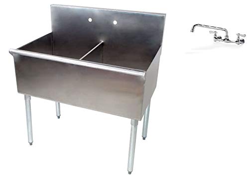 Commercial Stainless Steel Kitchen and Utility Budget Two 2 Compartment Sink with 12