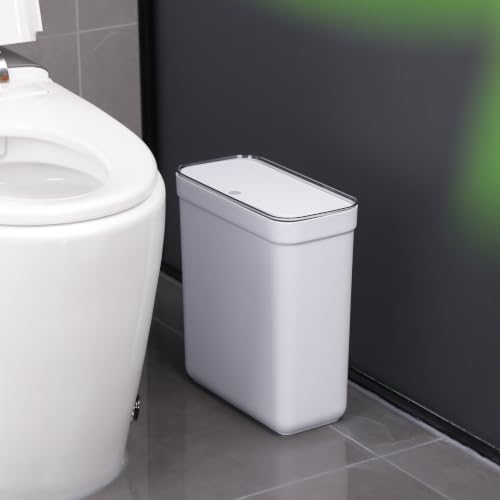 MOPUP Poubelle Salle de Bain 10L – Étanche & Anti-Odeur, 14cm, Blanc