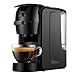 GYMO Kapsel-Kaffeemaschine, Halbautomatikautomatik 3 in 1 Tragbarer Hochdruckkonzentration, Latte Und Cappuccino-Maschinen- Und Kaffeepulver Kompatibel,Black