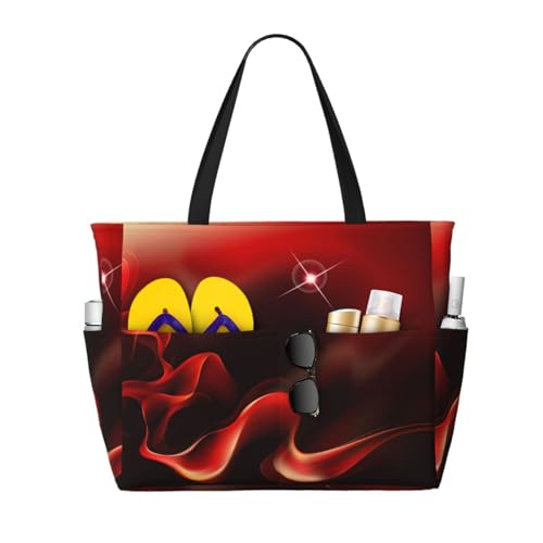 Grand sac de plage imprimé flamme rouge pour vos journées ensoleillées et sorties d'été