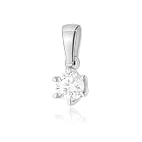 GREMARI Ciondolo con diamante in oro bianco 585 14 carati, design classico diamante coltivato in laboratorio, diamante rotondo 0,40 carati VS2 F, da donna