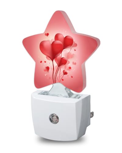 Image of Star Night Light Plug in, Love Heart Dusk to Dawn Sensor Night Light, Soft Glow Lamp for Kids Bedroom Nursery Hallway Bathroom, Energy Saving Compact Design