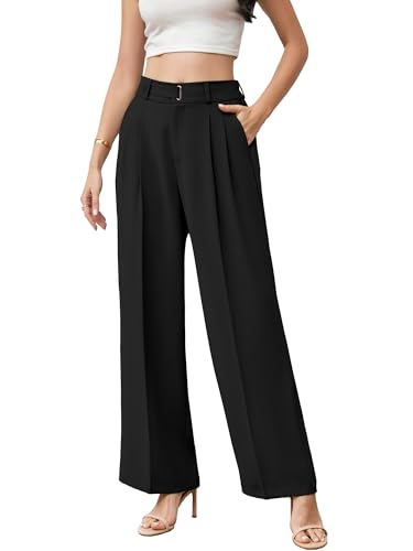 Betusline Women's Wide Leg Long Dress Pants High Waisted Business Casual Straight Office Trousers.X-Small-XX-Large2