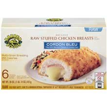 Barber Foods Cordon Bleu Raw Stuffed Chicken Breast, 5 Ounce - 6 per pack -- 4 packs per case.