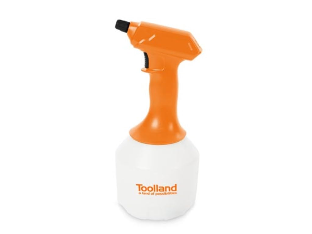 Toolland Spruzzatore elettrico 1l ricaricabile, ugello regolabile, indicatore led, pompa automatica, ideale per giardino, piante da interno, disinfestazione, irrigazione e pulizia, colore bianco