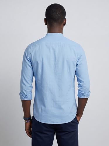 Image of Amazon Brand - INKAST Men's Cotton Blend Plain Solid Casual Shirt | Mandarin Collar | Full Sleeves | Regular Straight Fit | Office & Daily Casual Wear