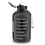 GLEKGLEK Big 3L Water Bottle BPA Free, Large Drinks Bottle with with Straw, for Gym, Home, Camping, and Outdoor (Black)