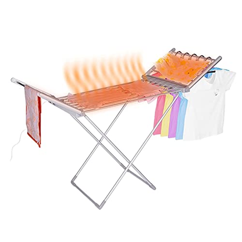 Electric Heated Clothes Dryer Airer,Portable Folding Towel Warmer Drying Rack with 20 Heated Tubes,X-Type Stable Standing Heating Dry Racks for Nursery/Baby Room/Public Bathroom,En