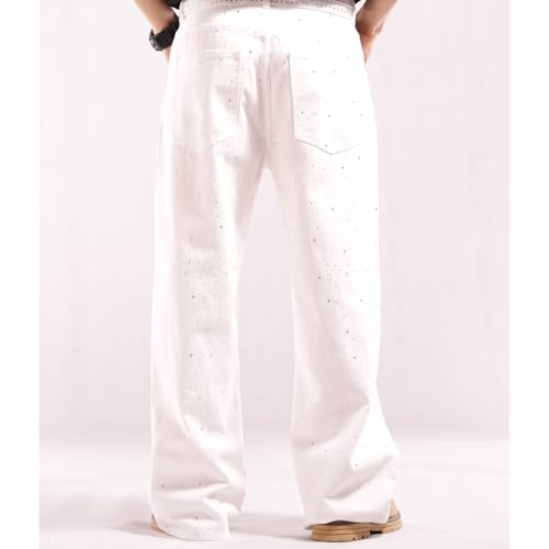 Men Baggy Rhinestone Jeans Vintage Sparkly Jeans Wide Leg Denim Pants3