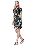  Koroshi Robe chemise noire avec imprimé tropical, de couleur noire, Noir , XX-Large